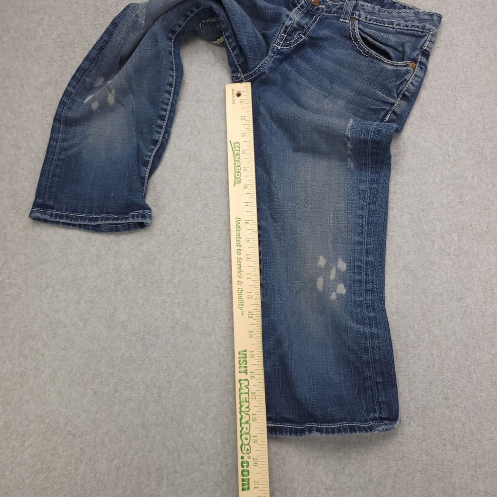 BKE Denim Reese Distressed Cropped Jeans Size 28 Embellished Pockets Capri - Picture 15 of 16